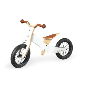 Pinolino Oskar løbecykel til børn i hvid/natur med justerbar saddel og sorte hjul.