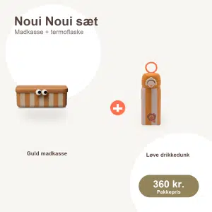 Noui Noui guld madkasse og løve drikkedunk sæt til børn