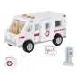 Kinder and Kids ambulance med lyd i træ med figurer og redningsudstyr