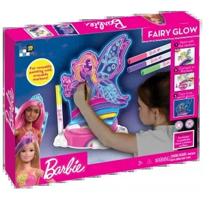 Barbie natlampe med tusser i Fairy Glow-æske med barn der farvelægger lampen