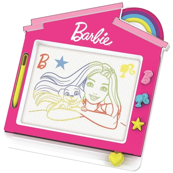 Barbie magnettavle med Barbie-motiv, markør og tre stempler