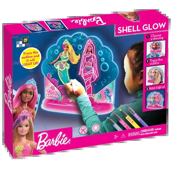 Barbie Shell Glow lysbilleder i æske med magiske tusser