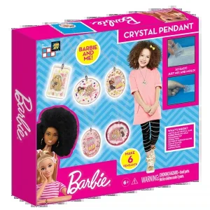 Barbie smykkesæt i æske med forme og eksempler på krystalvedhæng