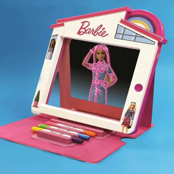 Barbie Dreamhouse Glow Pad åbnet med tegneflade og tosidede tusser