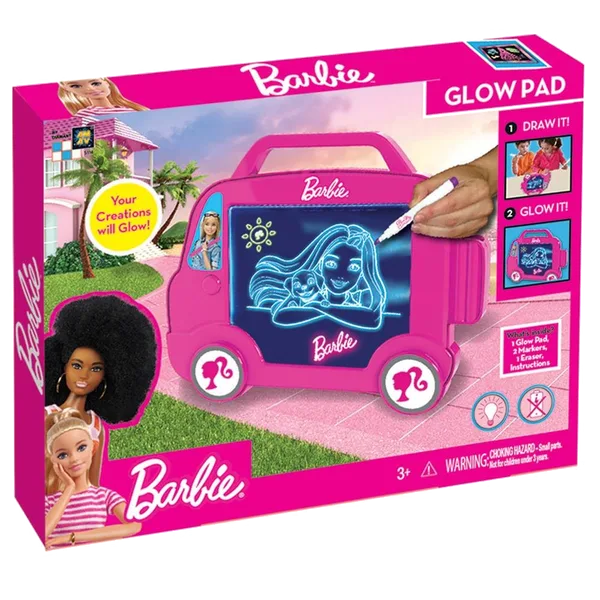 Barbie Glow Pad i æske med lysende tegnetavle i Camper Van-design