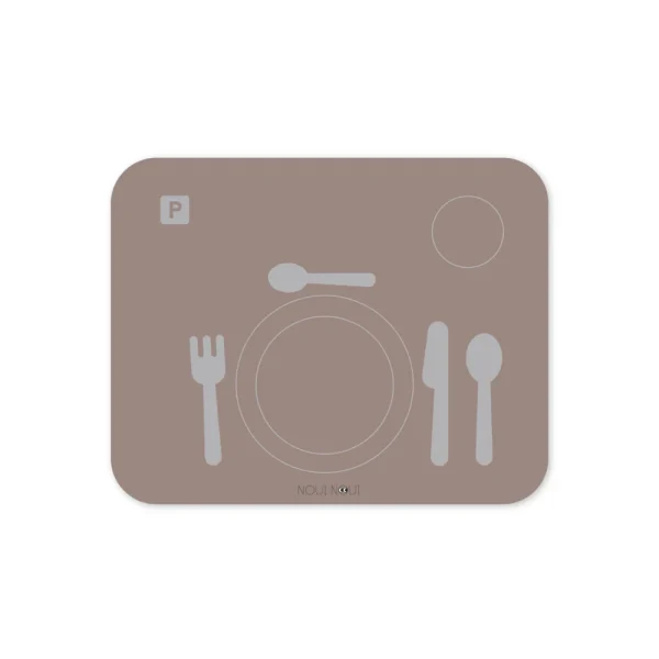 Noui Noui lær at dække bord Cocoa – brun læringsdækkeserviet til børn, 43 × 34 cm