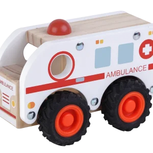 Ambulance i træ med gummidæk fra Kinder and Kids til redningsleg