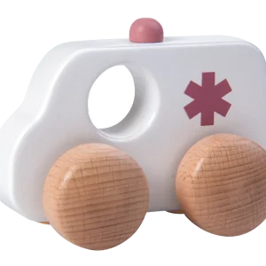 Hvid ambulance i træ fra Kinder and Kids med greb til små hænder