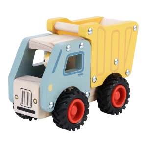 Lastbil med tip i træ fra Kinder and Kids med tipbart lad