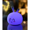 Genopladelig silikone natlampe Sweet Bunny med lilla lys og lange kaninører