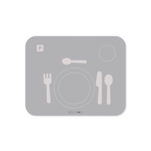 Noui Noui lær at dække bord Grey 43 × 34 cm med omrids til tallerken, kop og bestik