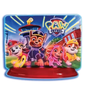Paw Patrol Lumi Glow med rød fod og lysende tegninger af fire hundehelte