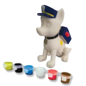 Chase-figur og seks malerbøtter til Paw Patrol malersæt til børn