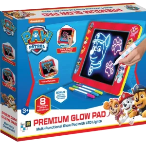 Paw Patrol Premium Glow Pad i blå emballage med rød lysende tegnetavle
