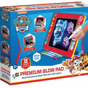 Paw Patrol Premium Glow Pad i blå æske – LED tegnetavle til børn med hundehelte