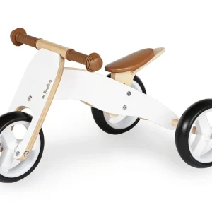 Pinolino Charlie løbecykel hvid – trehjulet balancecykel til små børn med brune håndtag og sadel