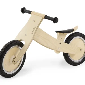 Pinolino Lino løbecykel – naturtræ, sorte hjul og polstret sæde
