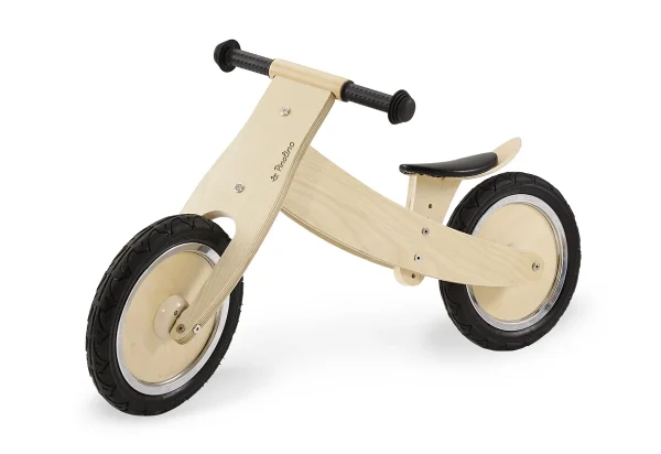 Pinolino Lino løbecykel – naturtræ, sorte hjul og polstret sæde