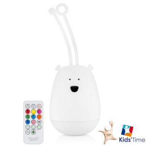 Hvid bjørn natlampe med ophæng og fjernbetjening fra Rabbit & Friends med Kids’ Time-prismærke.