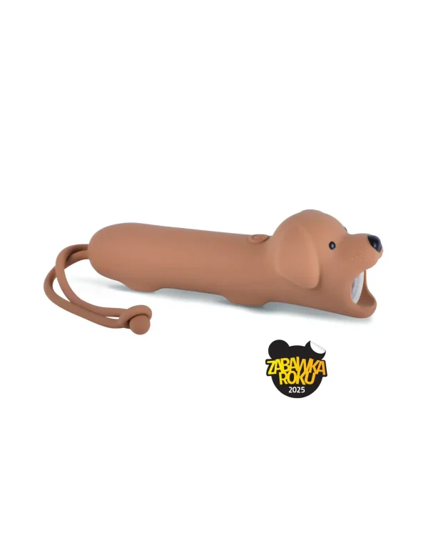 Rabbit & Friends lommelygte Hunden Buddy i brun silikone set fra siden