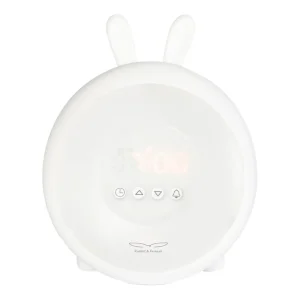 Rabbit & Friends Wake Up lampe i hvid med indbygget vækkeur