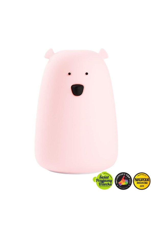 Store Bjørn natlampe lyserød fra Rabbit & Friends set forfra